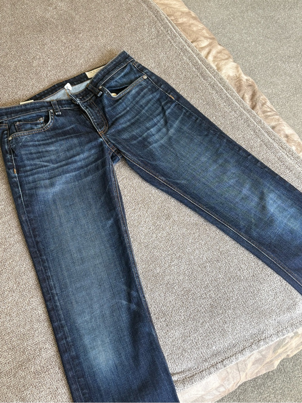 rag & bone Dark Blue Denim Jeans with Tan Interior